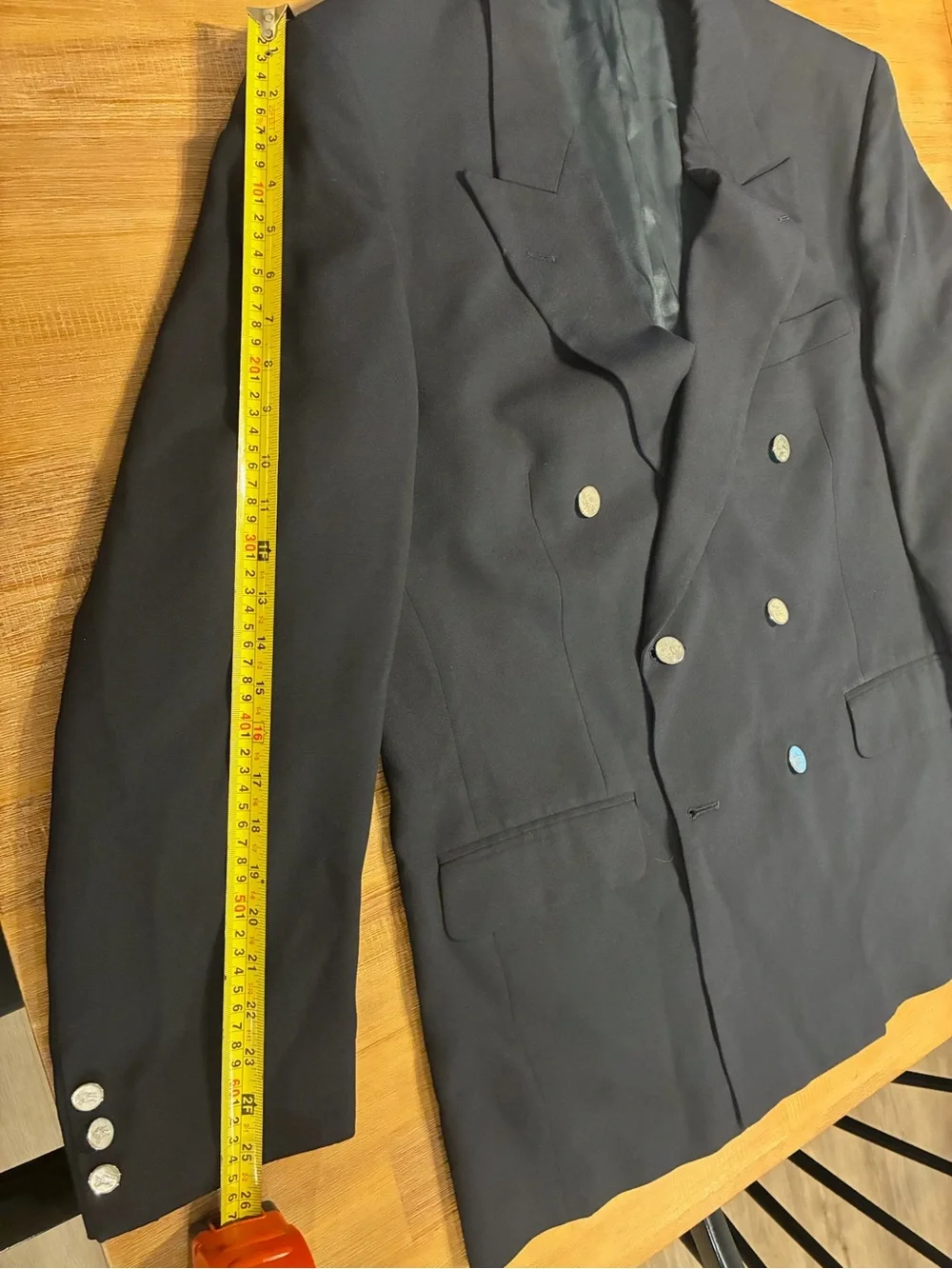 VINTAGE BURBERRY 100% Wool Blazer Double Breasted Navy Men’s 48R (EU 58)